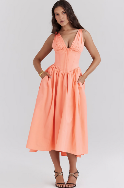 Emmelina Sorbet Cotton Corset Sundress - Momentary Wardrobe