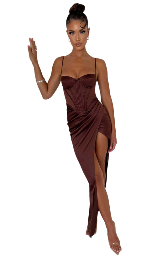 Despina Maxi Dress in Chocolate