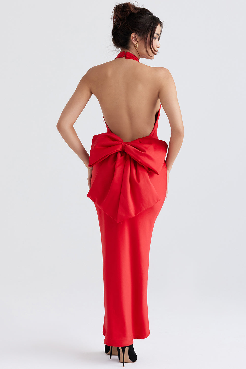 Dress Hire Australia [brand_name] Red Bow Halter Dress - Momentary Wardrobe 