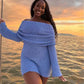 Marisol Off Shoulder Boucle Mini Dress - Periwinkle