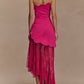Aleena Satin And Lace Maxi Dress - Dragonfruit