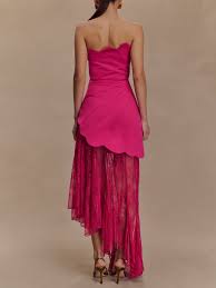 Aleena Satin And Lace Maxi Dress - Dragonfruit