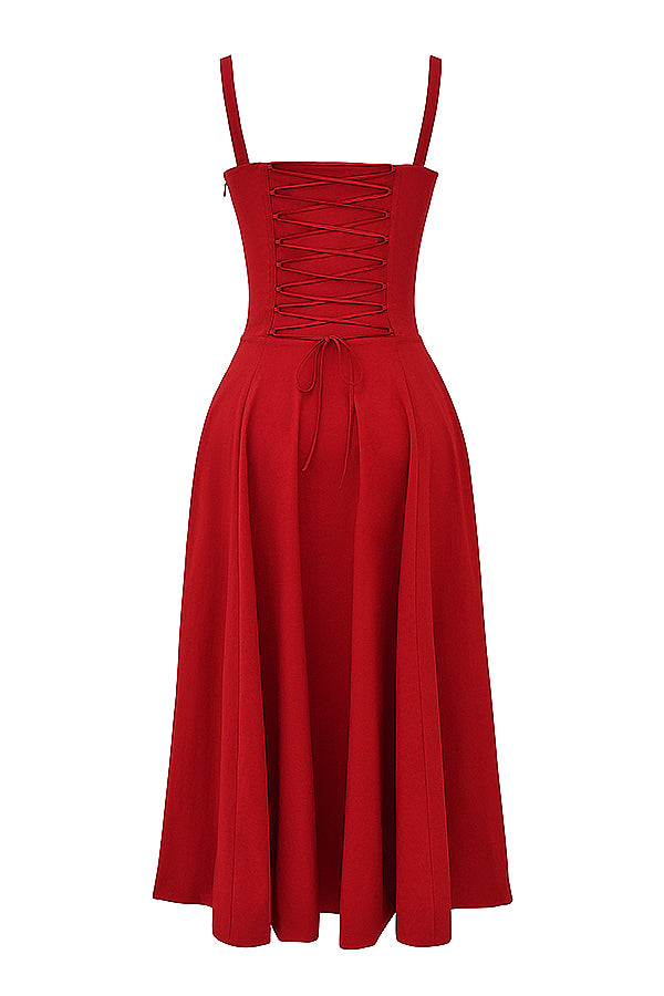 Carmen Red Rose Bustier Dress - Momentary Wardrobe