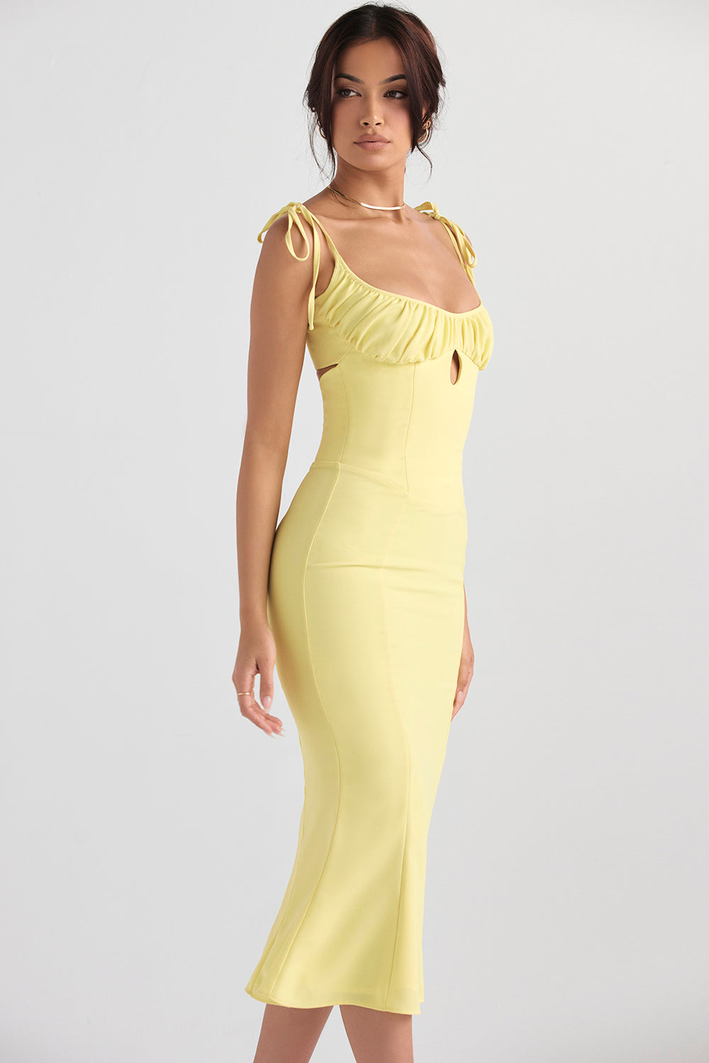 Soren Buttercup Cutout Midi Dress - Momentary Wardrobe