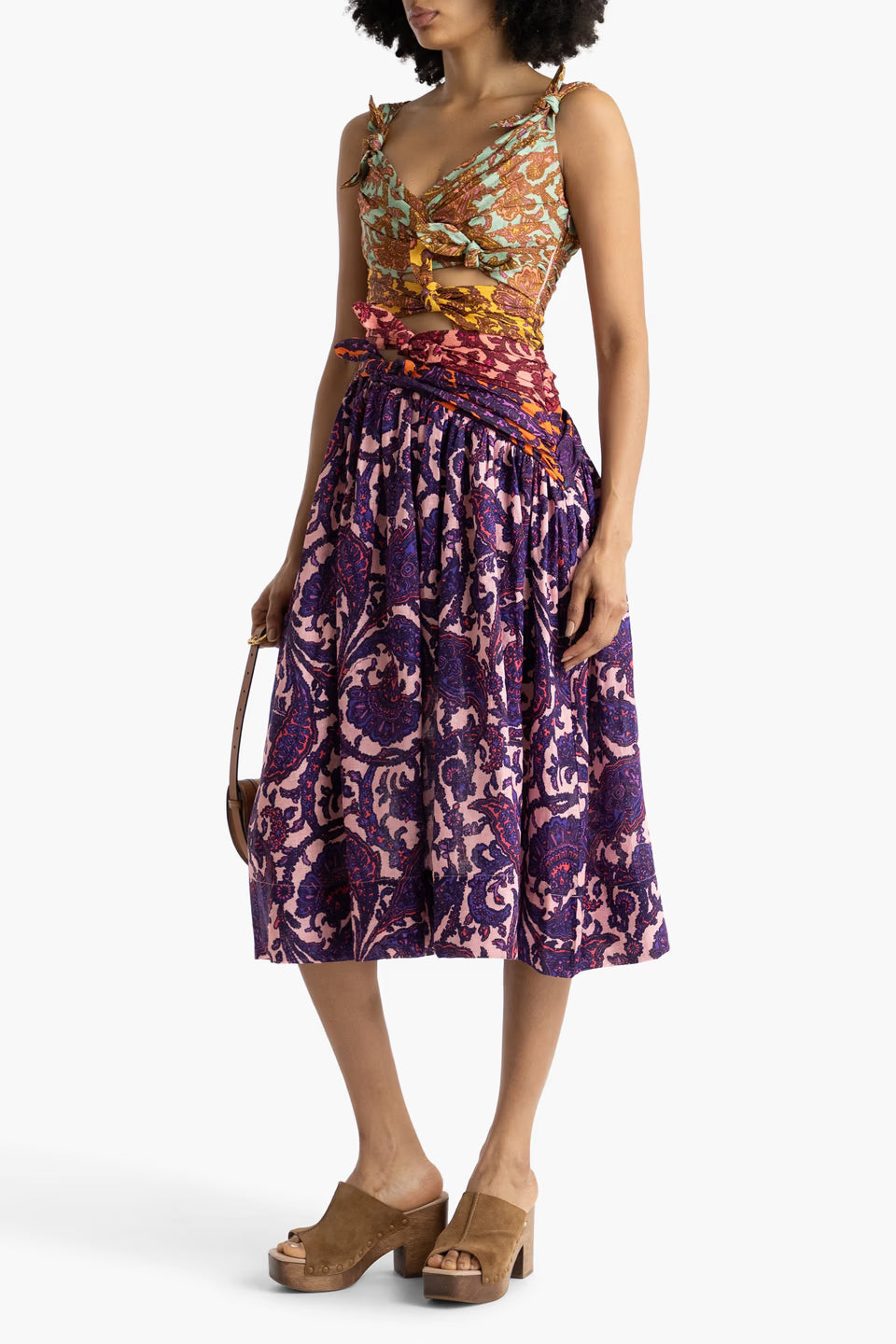 Tiggy Bow Midi Dress in Spliced Paisley