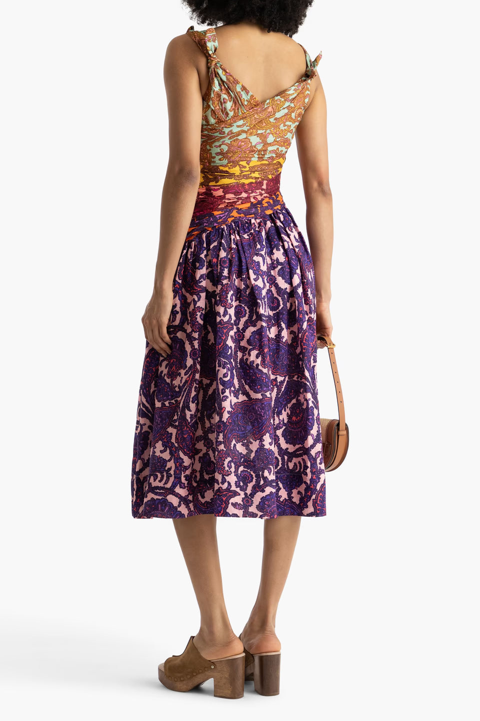 Tiggy Bow Midi Dress in Spliced Paisley